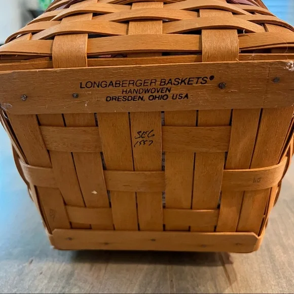 1999 Round Longaberger Ruffle Floral Basket - Picture 3 of 5